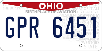 OH license plate GPR6451