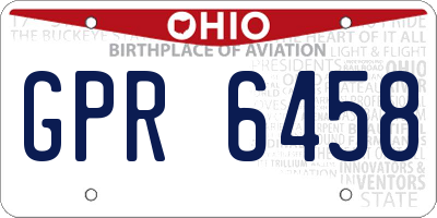 OH license plate GPR6458