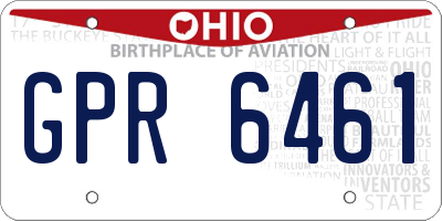 OH license plate GPR6461