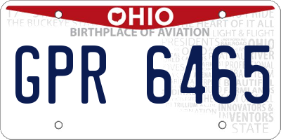 OH license plate GPR6465