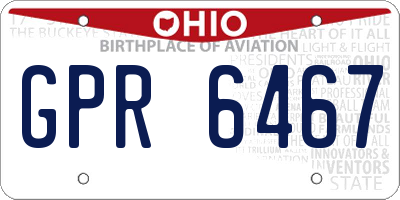 OH license plate GPR6467