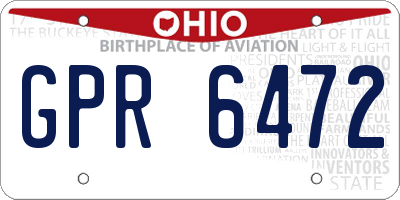OH license plate GPR6472