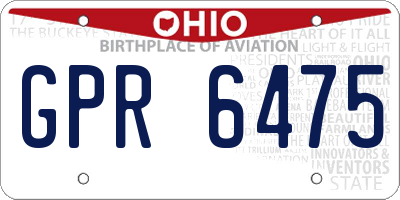 OH license plate GPR6475