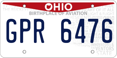 OH license plate GPR6476