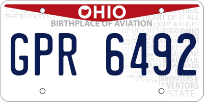 OH license plate GPR6492