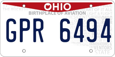 OH license plate GPR6494