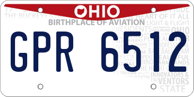 OH license plate GPR6512