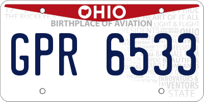 OH license plate GPR6533