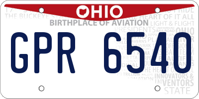 OH license plate GPR6540