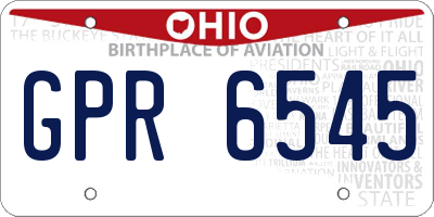 OH license plate GPR6545