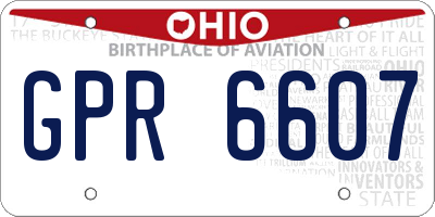 OH license plate GPR6607