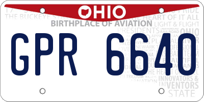OH license plate GPR6640