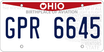 OH license plate GPR6645