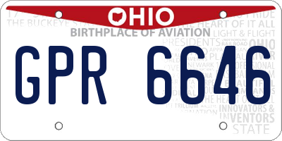OH license plate GPR6646