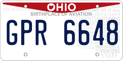OH license plate GPR6648