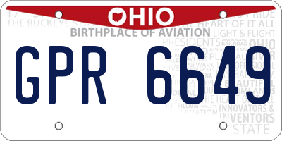 OH license plate GPR6649