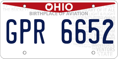 OH license plate GPR6652