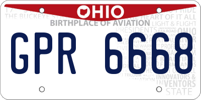 OH license plate GPR6668
