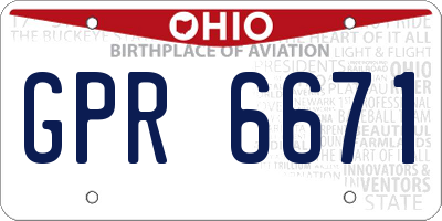 OH license plate GPR6671