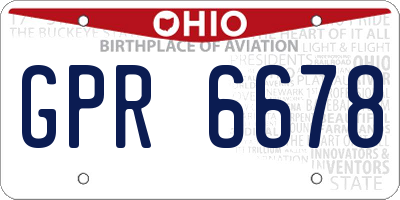 OH license plate GPR6678