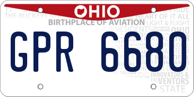 OH license plate GPR6680