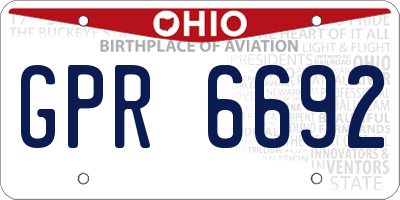 OH license plate GPR6692