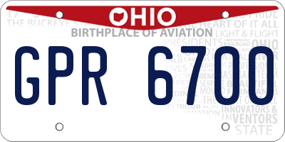 OH license plate GPR6700