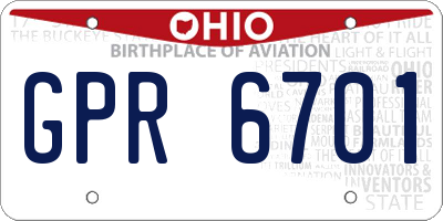 OH license plate GPR6701