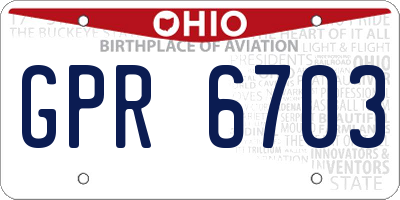 OH license plate GPR6703