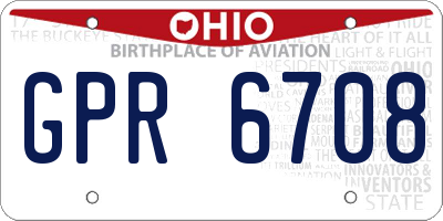 OH license plate GPR6708