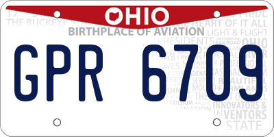 OH license plate GPR6709