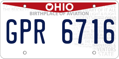 OH license plate GPR6716