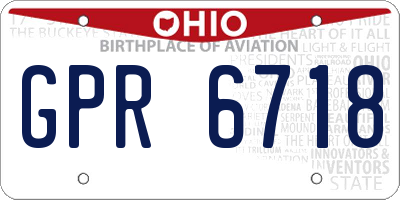 OH license plate GPR6718