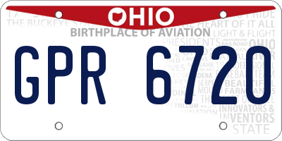 OH license plate GPR6720