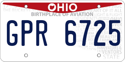 OH license plate GPR6725