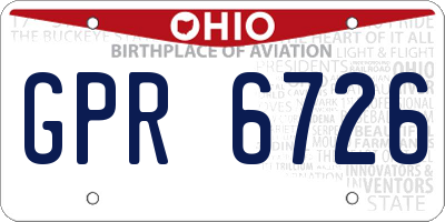 OH license plate GPR6726