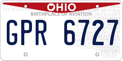 OH license plate GPR6727
