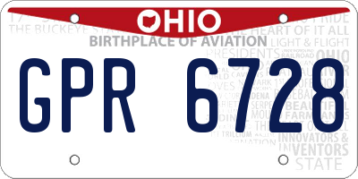 OH license plate GPR6728