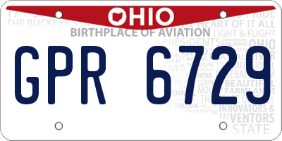 OH license plate GPR6729