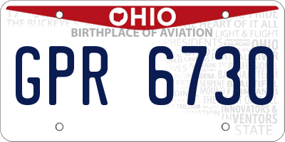 OH license plate GPR6730