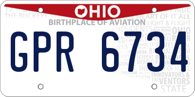 OH license plate GPR6734
