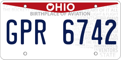 OH license plate GPR6742