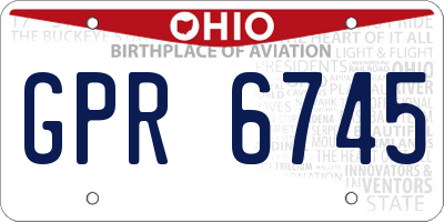 OH license plate GPR6745