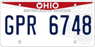 OH license plate GPR6748