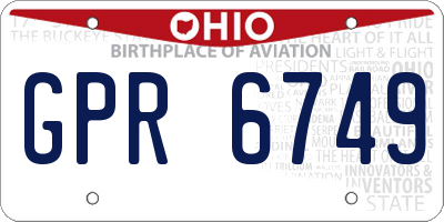 OH license plate GPR6749