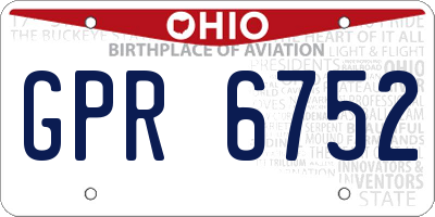 OH license plate GPR6752