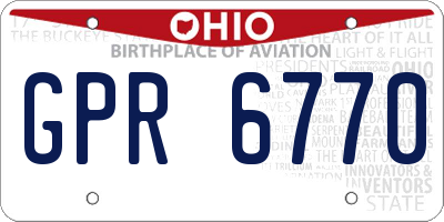 OH license plate GPR6770