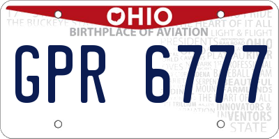 OH license plate GPR6777