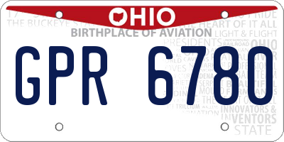 OH license plate GPR6780
