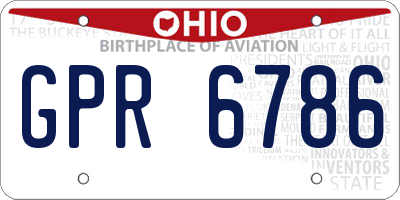 OH license plate GPR6786